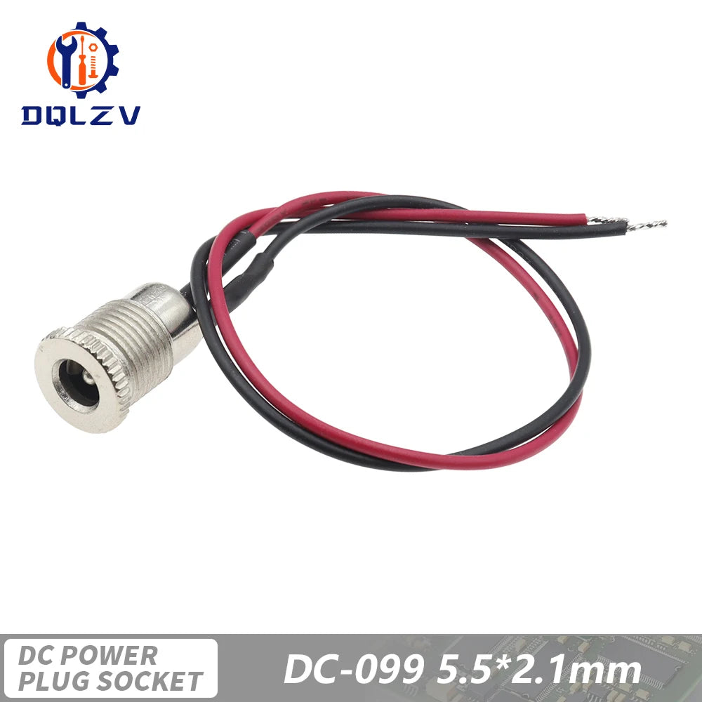 1PCS Waterproof DC-099 5.5 2.5mm 5521 5525 DC Power Jack Socket Female Panel Mount Connector MetalWith Nut Snap DC-099 5.5 2.5