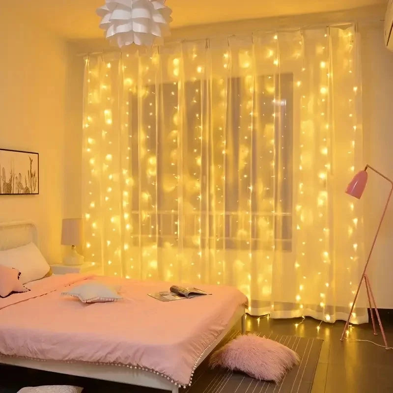 Christmas Lights LED Fairy String Curtain Lights 8 Mode Remo