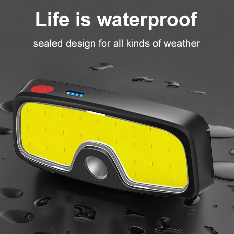 COB LED Super Bright Headlamp Rechargeable 180 Head Lamp Fla