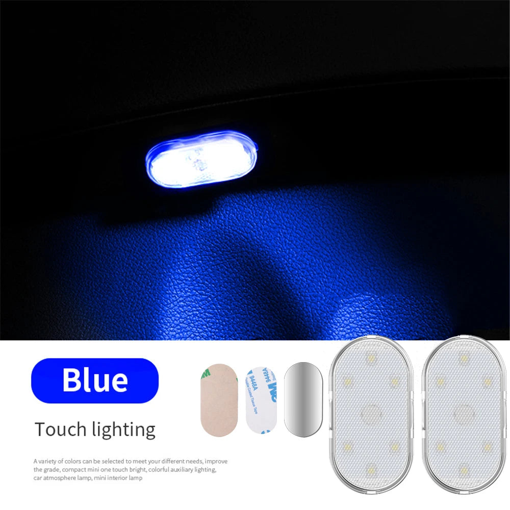 1/2pcs Multi Color Car Light Wireless LED Touch Light Roof Ceiling Sensor Read Lamp Mini USB Charging Light Auto Interior Lamp