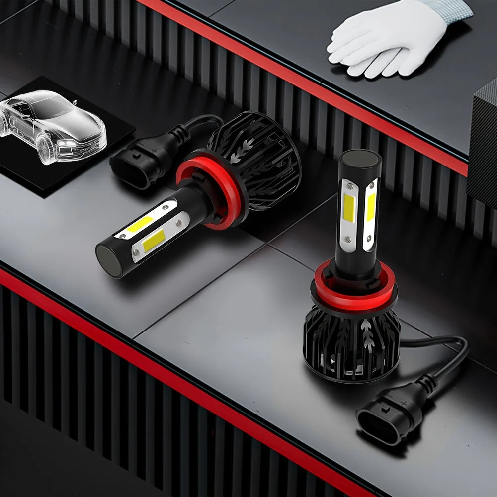 28000LM 4-Sided LED Car Headlight Bulbs COB 6500K 12V 9012 9