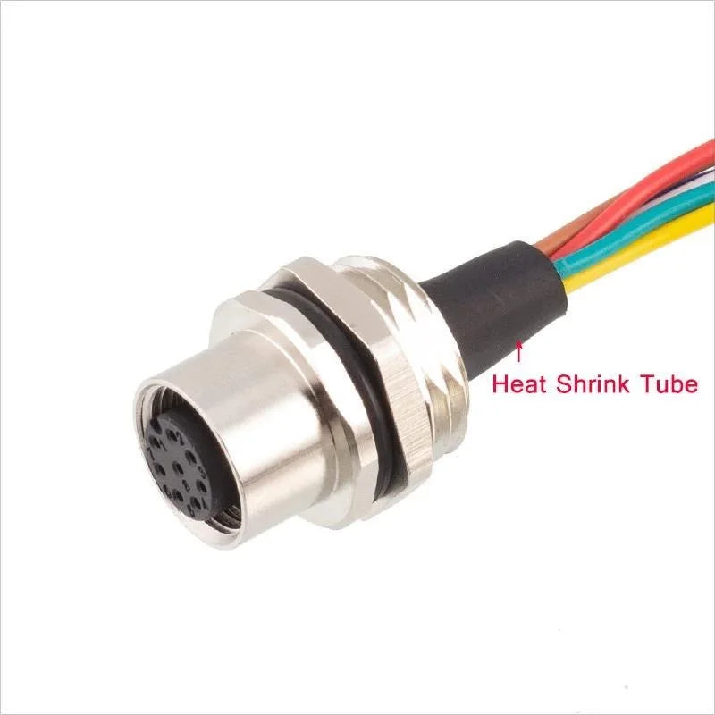 30cm Wires M12 Male Front Female Back Panel Mount Connector 