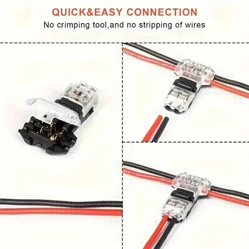 5/10/20PCS Wire Cable Snap In T2 Connector No-solder No-peel