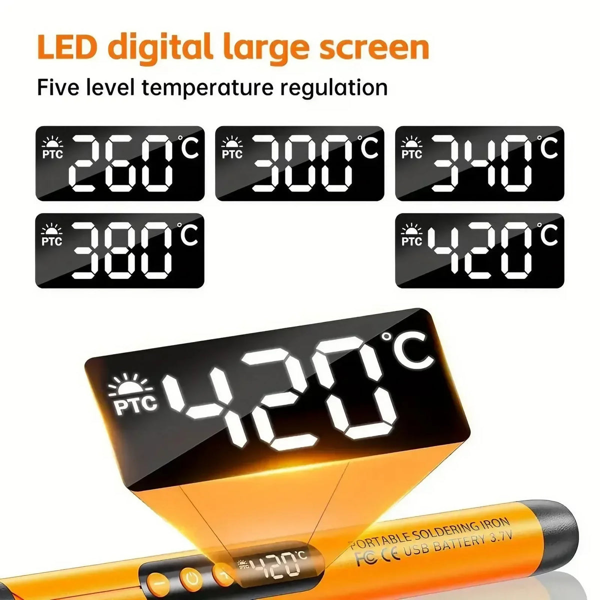 USB Rechargeable Mini Soldering Iron Adjustable Temperature 