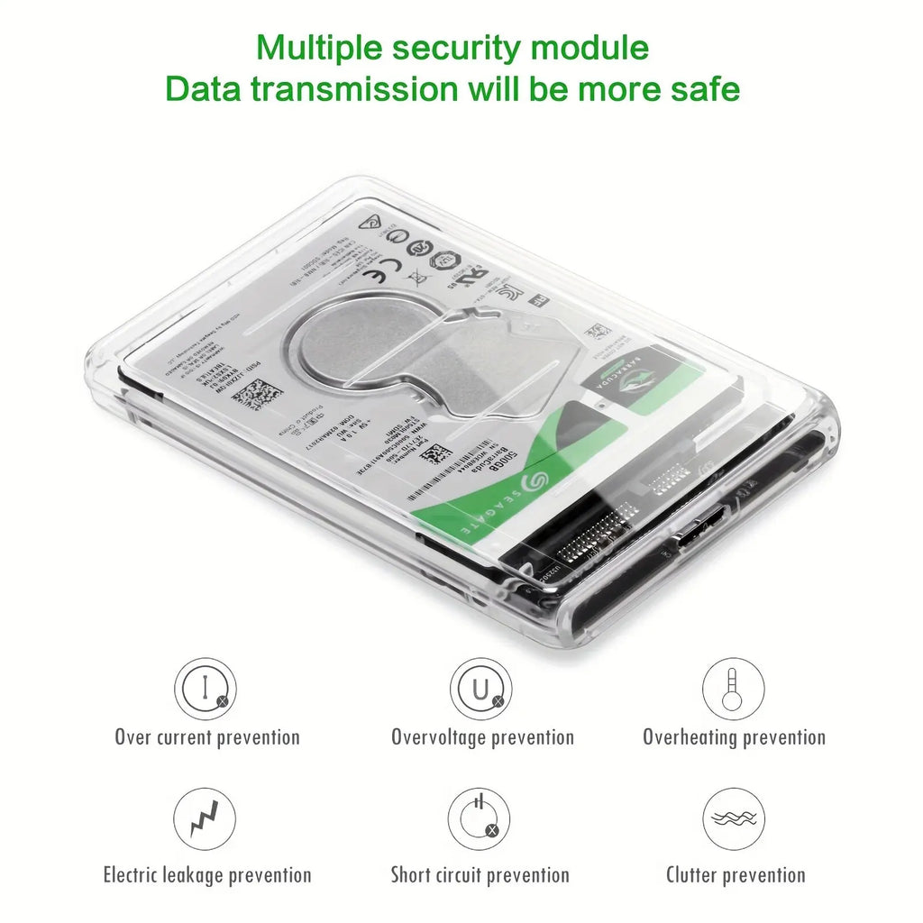 USB3.0 External HDD Case 5Gbps 2.5 Inch Transparent Hard Dis