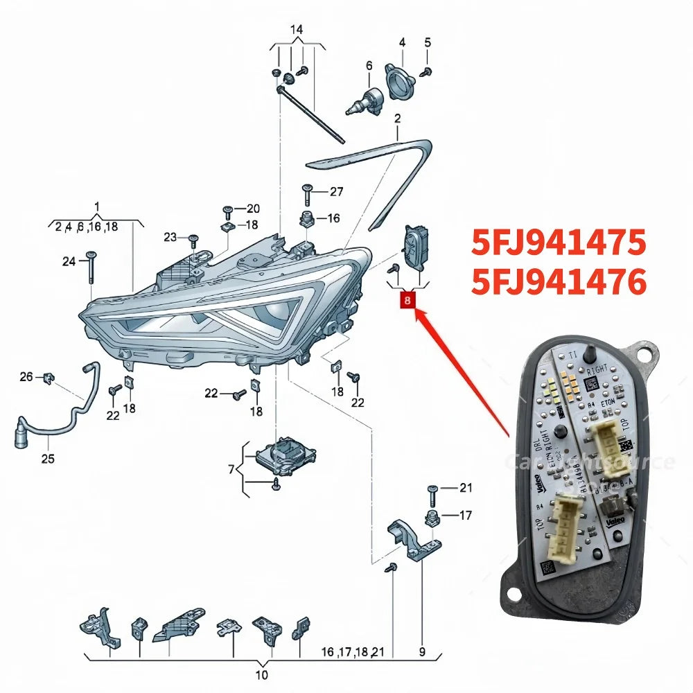 DRL LED Boards Angel Eyes For SEAT Leon MK4 Cupra 2020-2023 5FJ941475 Car Headlight Daytime Running Light