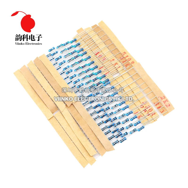 300PCS 1/4W 1/2W 1W 1% Metal Film Resistor Assortment Kit 10