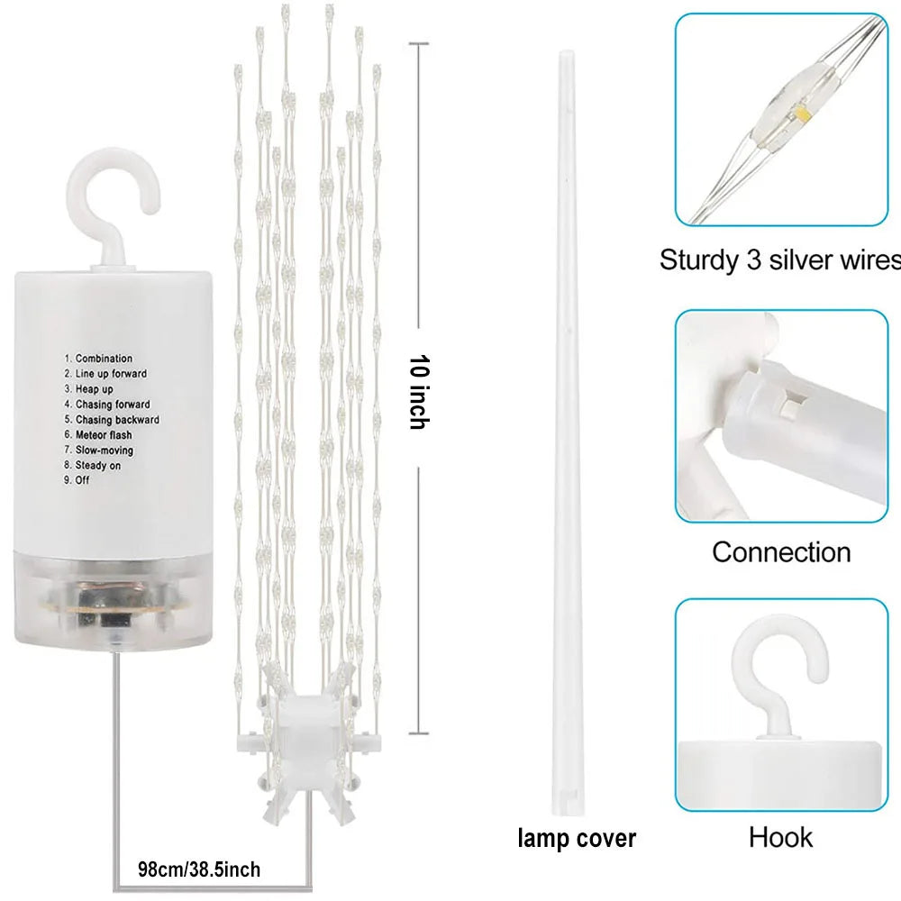 2023 New Years LED Fireworks String Lights Meteor Lamp Batte