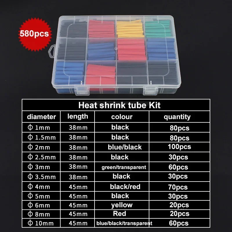 Heat Shrink Tubing Thermoresistant Tube Heat Shrink Wrapping Kit 2 1 Insulation Wire Cable Kit For Electrical Wiring and Repair