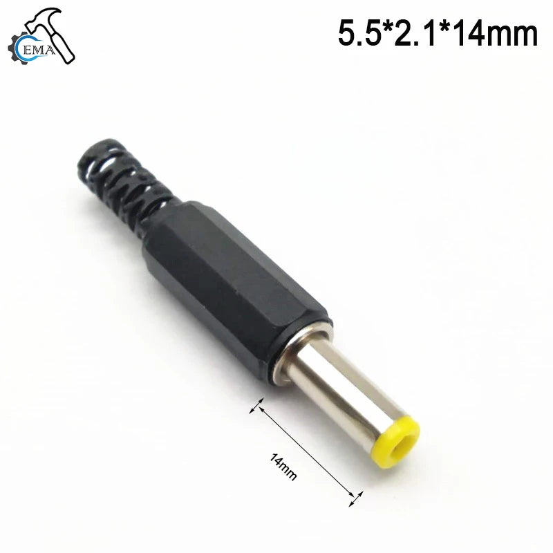 20pcs/10pcs/5pcs 5.5mm X 2.5mm / 5.5mm X 2.1mm DC Power Plugs Male Barrel Connectors Black 5.5 2.5 5.5 2.1
