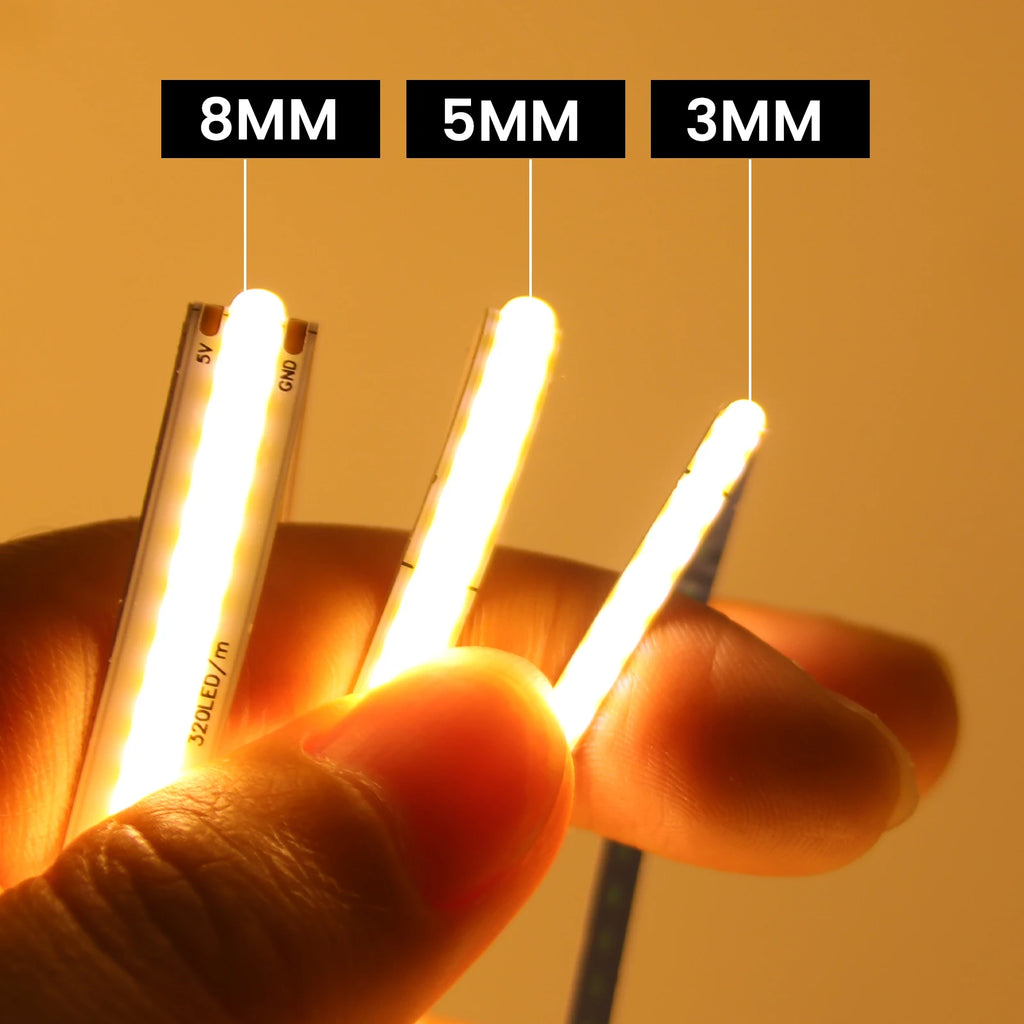 Dimmable 5V COB LED Strip Light 8 Modes 3AA Battery Box With