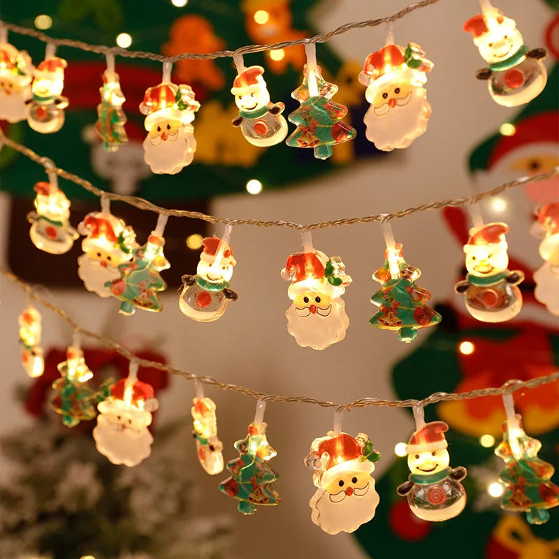 2024 Christmas Lights String Santa Claus Snowman Battery-ope