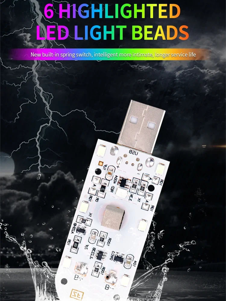 High Brightness LED Touch Light USB Charging Car Interior Li
