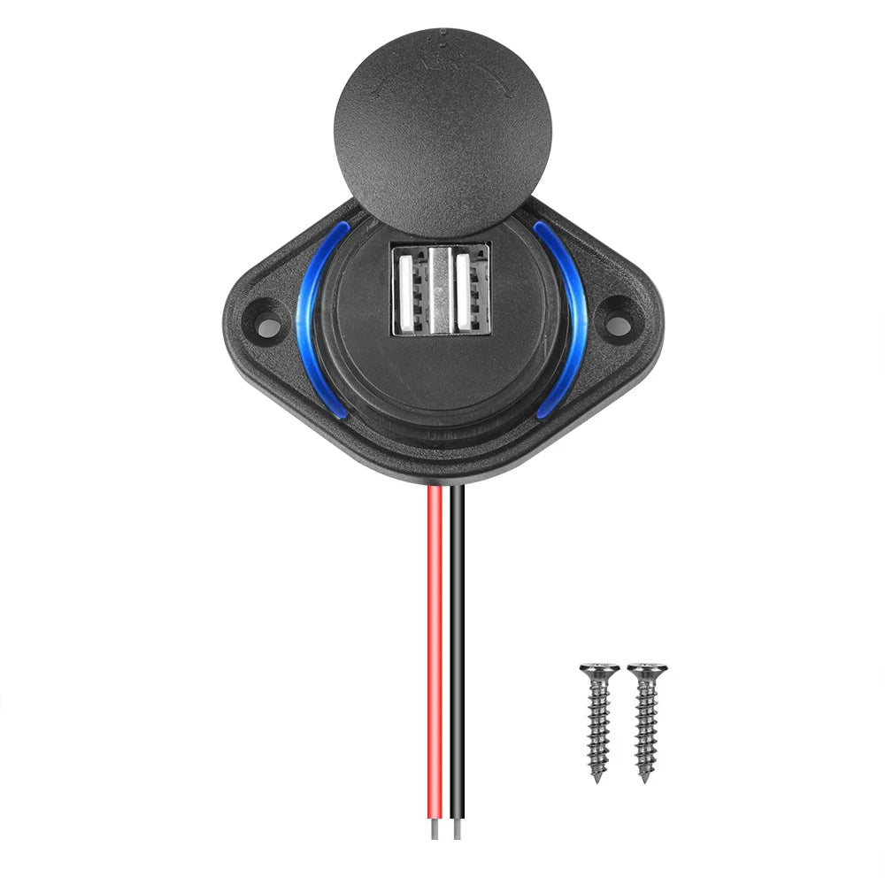 12-24V 3.1A Dual USB Charger Power Socket Adapter Charging P