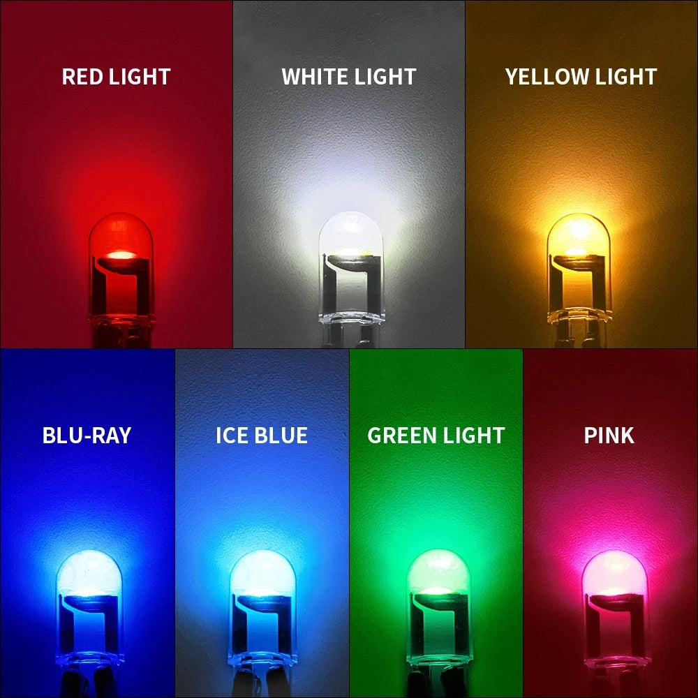 10X New W5W LED Canbus T10 Car Lights COB Glass Interior Par
