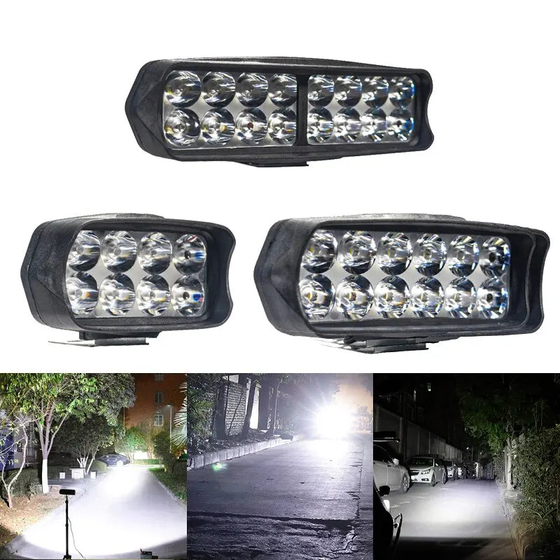 Motorcycle Headlight 8/12/16 LED Driving Lights Waterproof A
