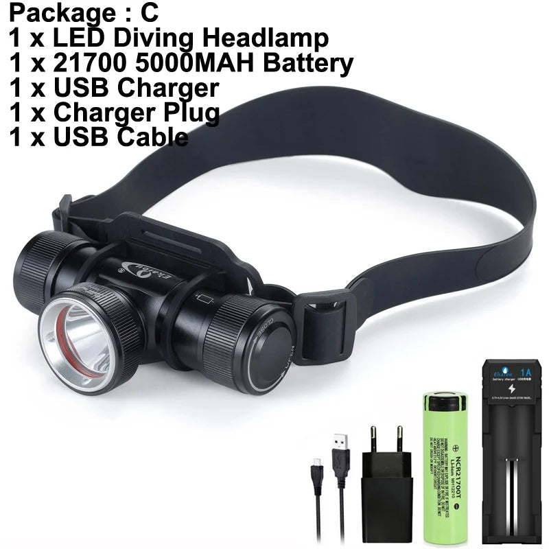2026 New SFT40 LED Diving Headlamp 3000 Lumen Waterproof Underwater Swimming Headlight For Fishing Caving Lamp