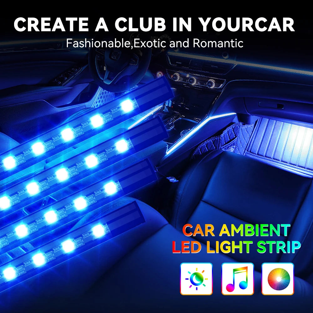 72/48/36 LED RGB Car Foot Ambient Light with USB Cigarette A