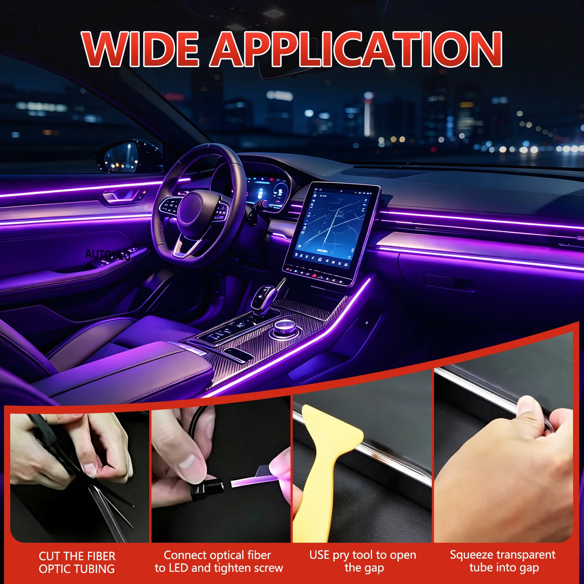 RGB Car Interior Ambient Light Kit APP & Remote Control Flex