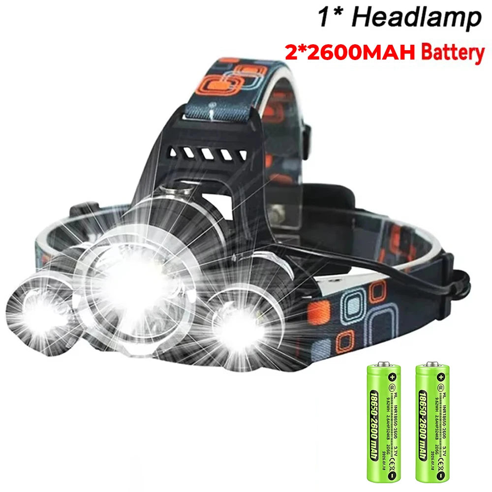 Super Bright Led Headlamp Use 18650 Battery Rechargeable Fishing Headlight Outdoor Hunting Camping Waterproof Head Light