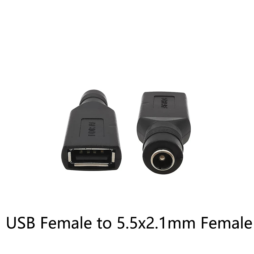 1/2/5Pcs 5.5 2.1mm Female Jack Socket to USB 2.0 Type A Male Plug DC Connector 5V Power Plugs Adapter for Laptop