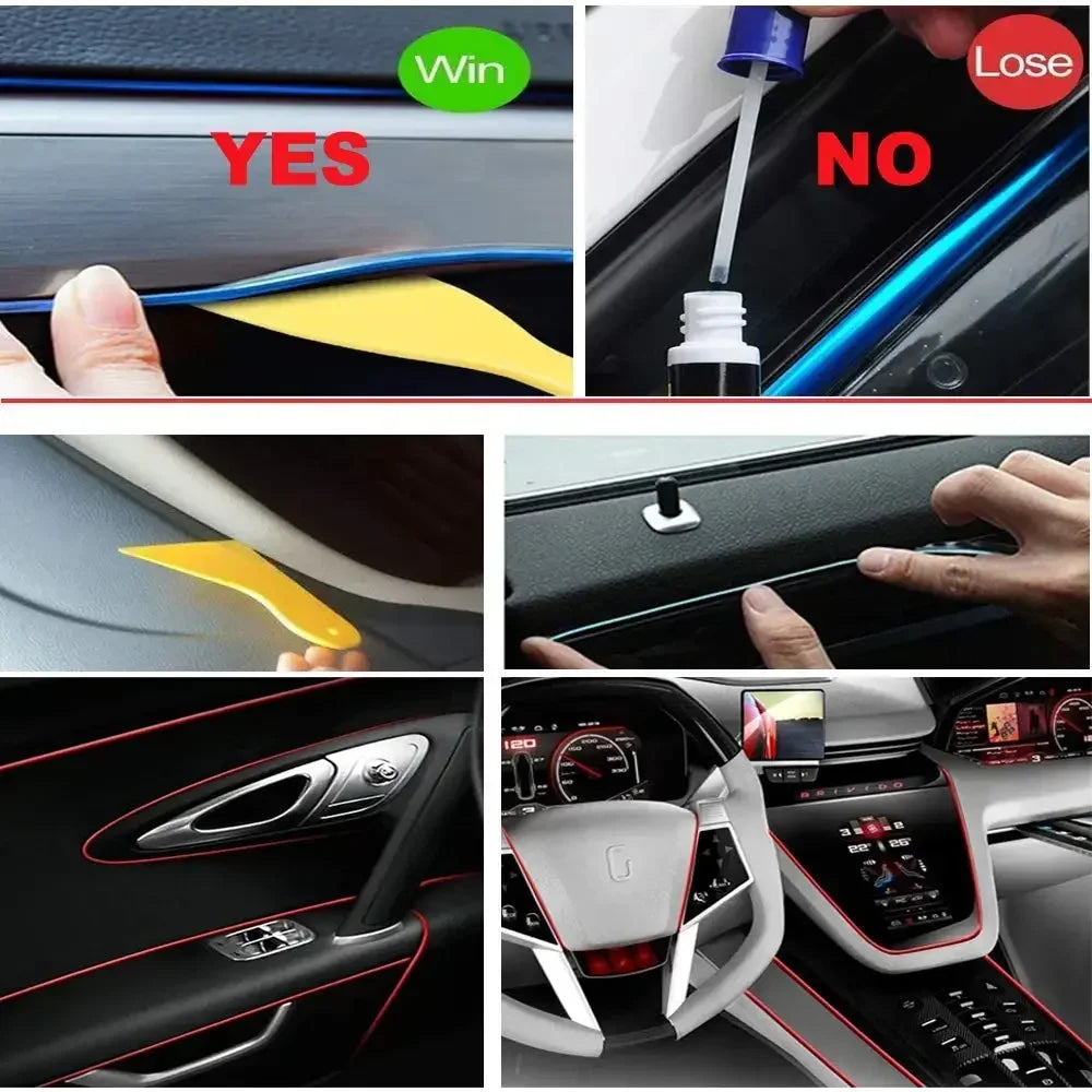 5M Car Interior LED Strip Light EL Wire Neon Ambient Lightin