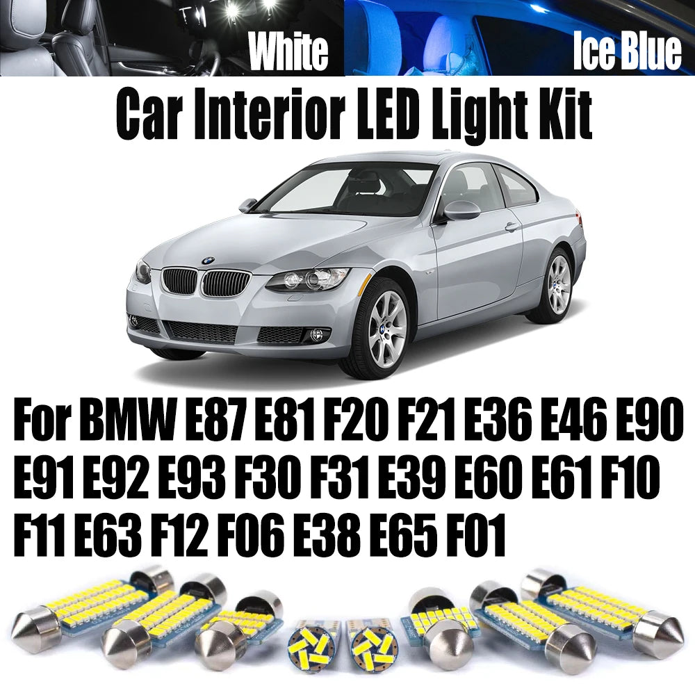 Bulbs Light Kit For BMW E87 E81 F20 F21 E36 E46 E90 E91 E92 E93 F30 F31 E39 E60 E61 F10 F11 E63 F12 F06 E38