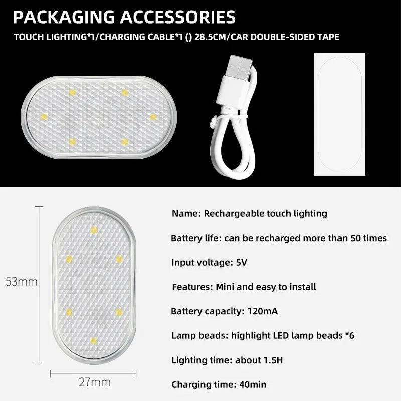 1/2/4Pcs Touch Sensor USB LED Interior Light LED Lamp Car Ce
