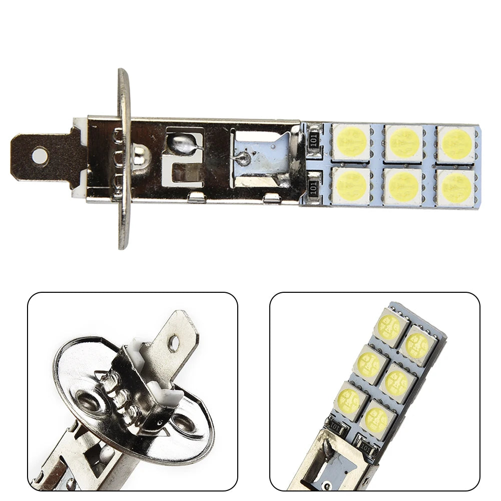2 Pcs Car Headlight Led Bulb H1 6000K Ultra White 55W Led Bu