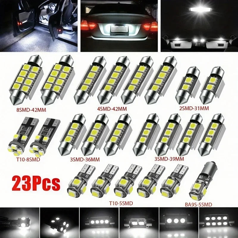 23pcs Car LED Light Kit T10 Interior & License Plate Bulbs D