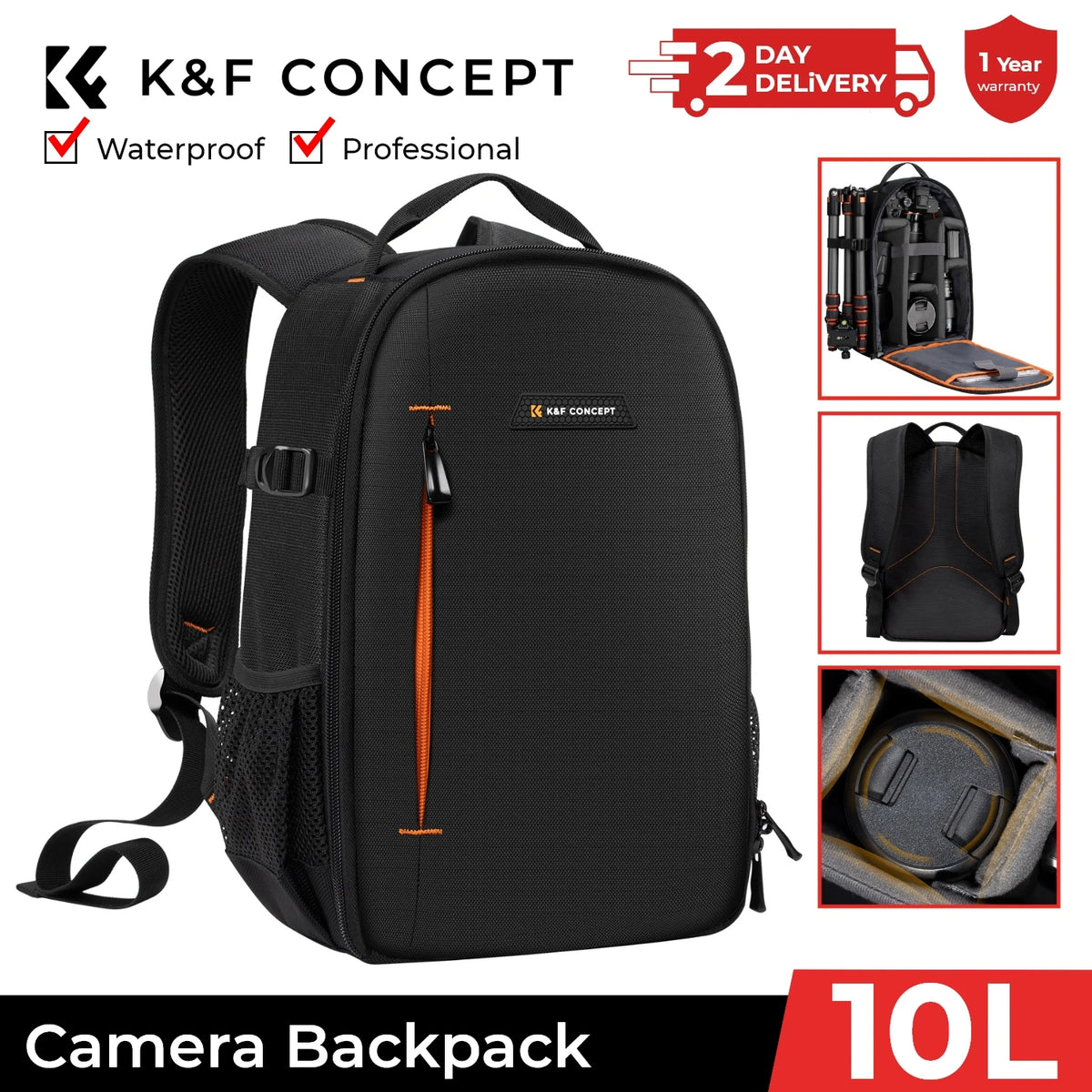 K&F CONCEPT 18L/10L Photography Camera Backpack Lightweight Waterproof Travel Camera Bag for Dslr Camera Canon Nikon Sony Laptop