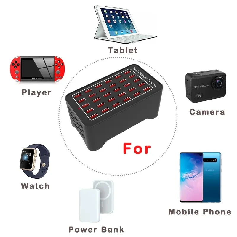 USB Charger 10 15 20 25 30 Ports HUB 150W Universal Wall Des