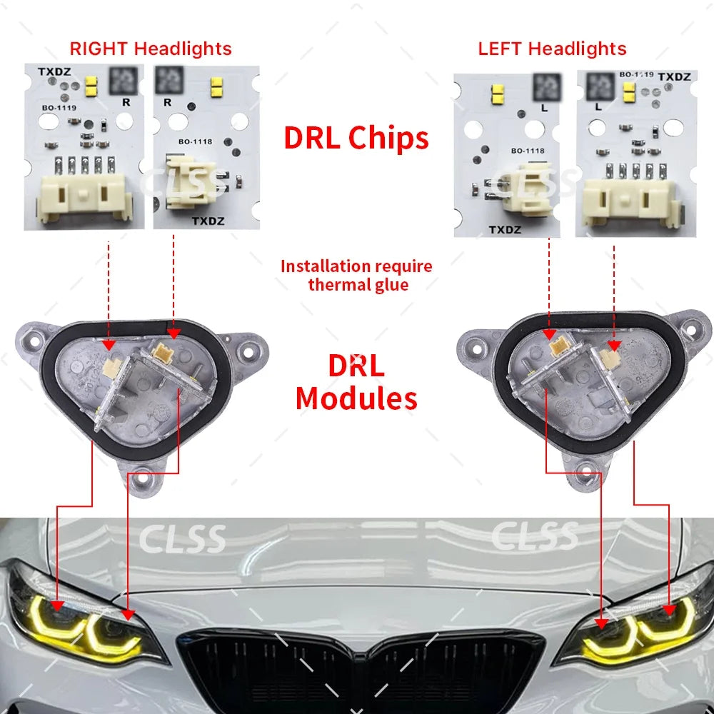 Angel Eyes DRL Module For BMW 2 Series F22 F23 F87 M2 LCI 2018-2021 LED Headlight Daytime Running Light