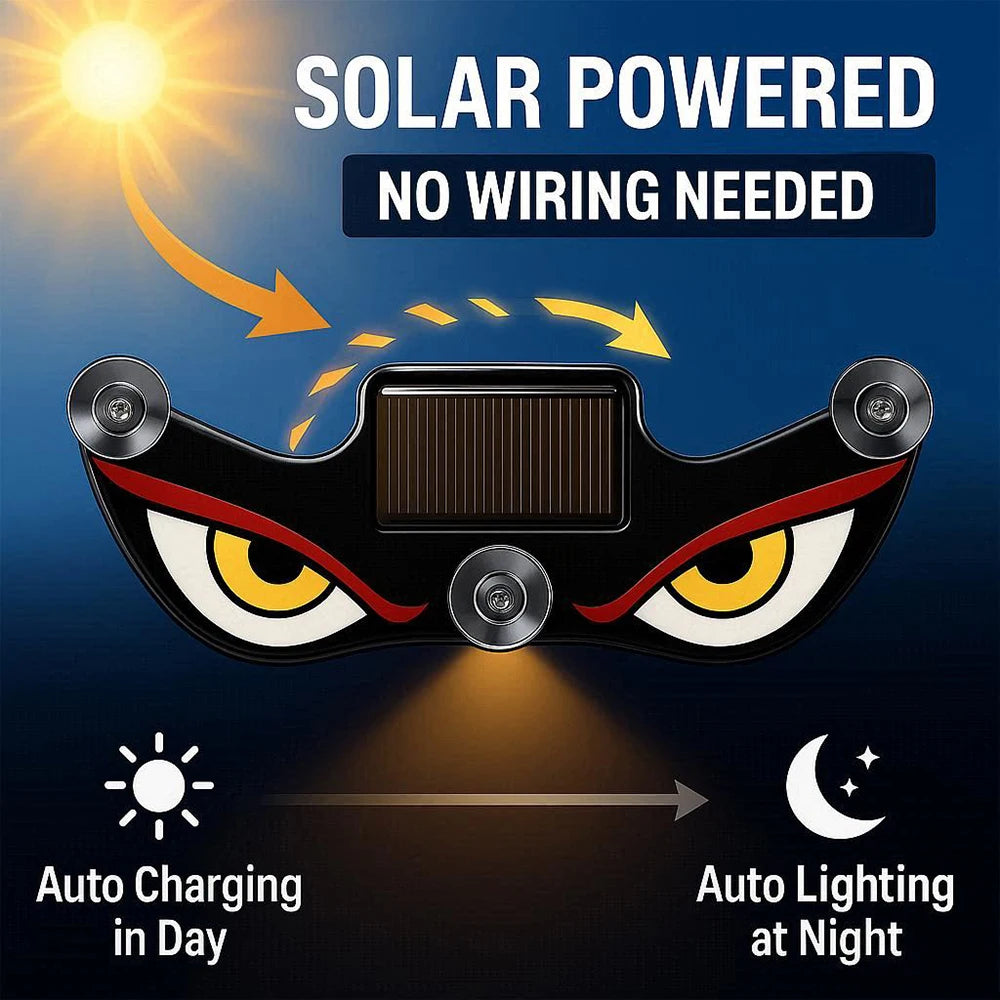 Solar LED Devil Eyes Windshield Warning Flashing Signal Indi