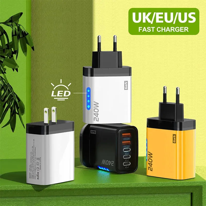 240W 5in1 GaN Fast Charger Multi Ports Phone Charging Head W
