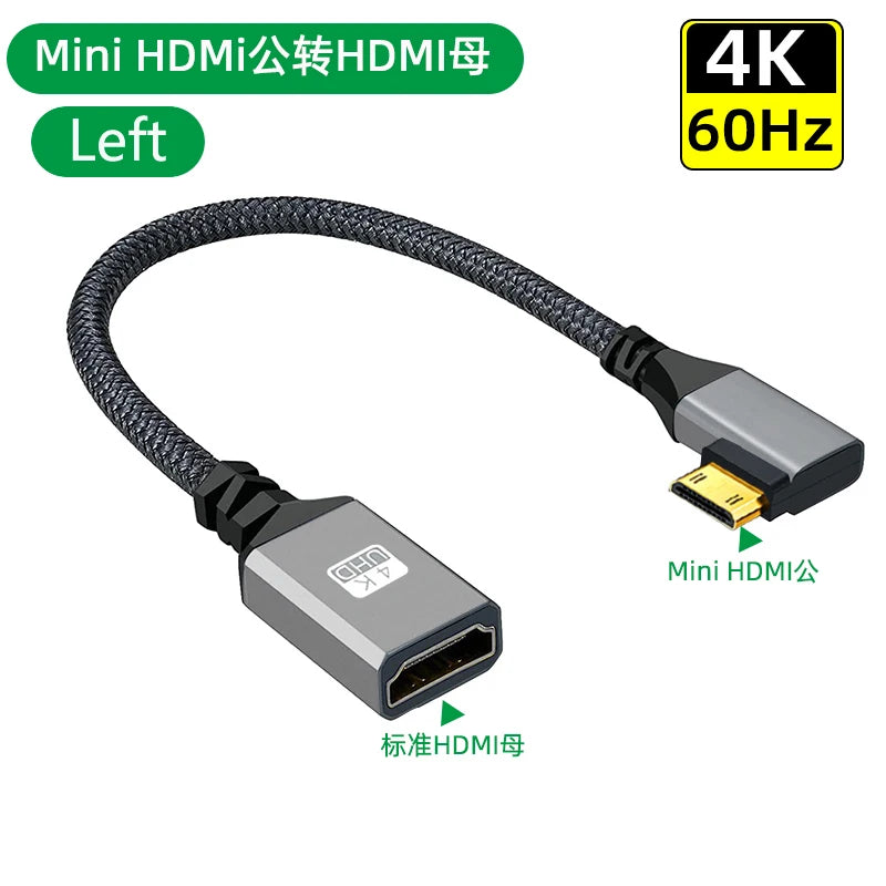 4K60Hz HDMI Male To Female Extension Cable Micro/Mini HDMI-Compatible adapter left/right/up/down Extender Wire Cord