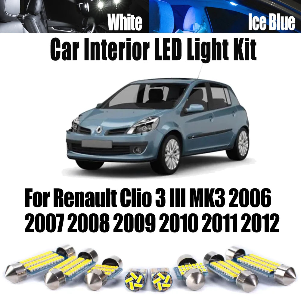 Canbus LED Interior Reading Dome Trunk Light Kit For Renault Clio 3 III MK3 2006 2007 2008 2009 for Renault