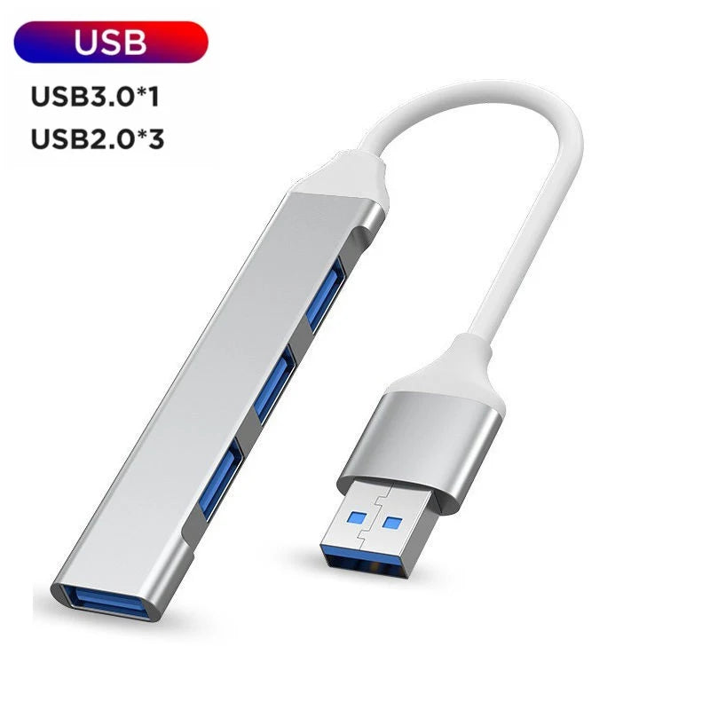 USB-A 3.0/2.0 Hub To Type C 5Gbps High Speed Transfer Data OTG Adapter Cable For Mobile Phone MacBook Pc Laptop Splitter 4 Ports