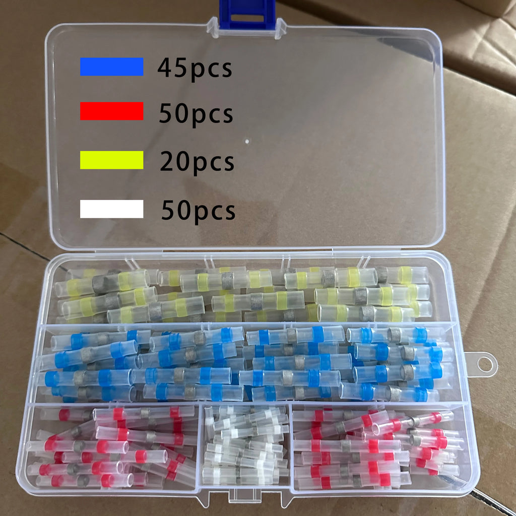 10 350pcs Solder Seal Wire Connectors Kit Heat Shrink Butt Crimp Terminals Waterproof Electrical Cable Splice Connector