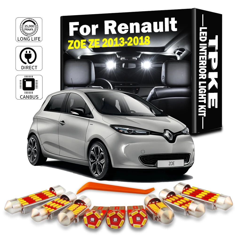 TPKE 8Pcs Canbus LED Interior Map Dome Light Kit For Renault