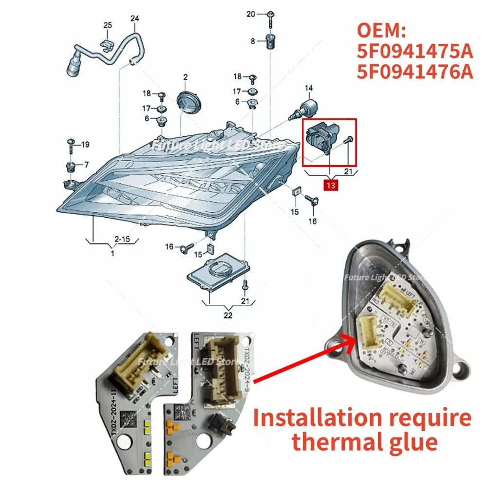 DRL Boards Headlight Daytime Running Light LED Module For 2017-2020 SEAT Leon Cupra MK3 B102233-D 5F0941475A