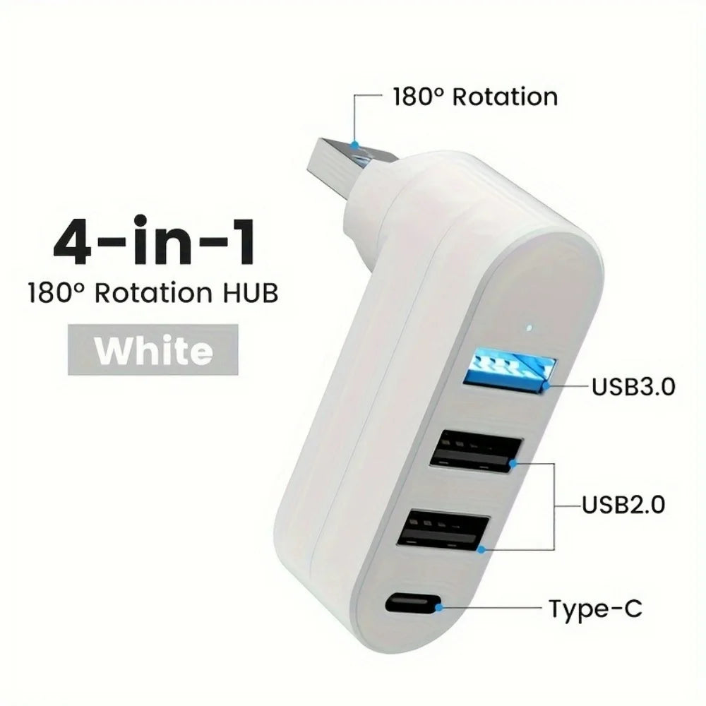 180 Rotatable U Disk Splitter Adapter 3/4 Ports Type C USB High Speed Data Transfer Mini USB 3.0/2.0 Hub For Laptop MacBook PC