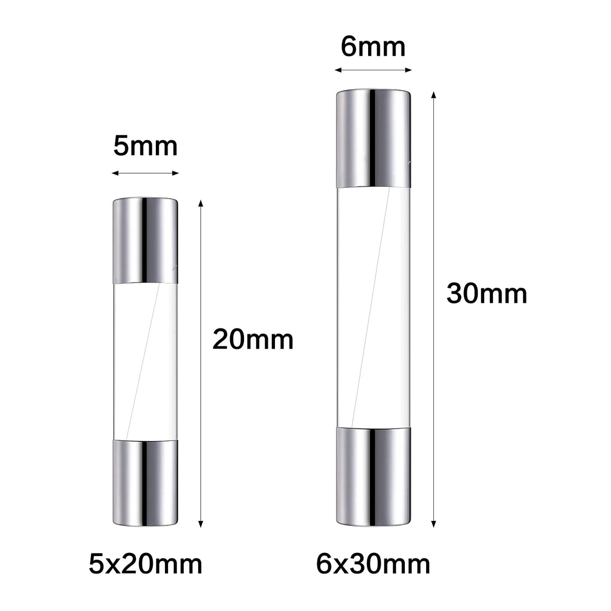 100/72pcs 5 20 6 30 Fast Melting Glass Tube Fuse Car Glass T