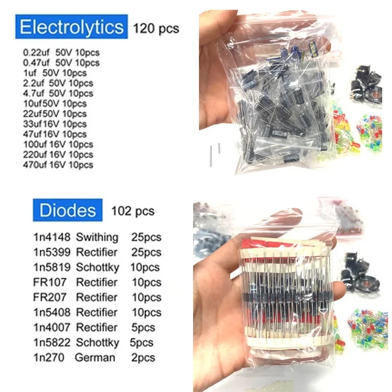 1818PCS Common Capacitors Resistors Capacitors T0-92 LED Tra
