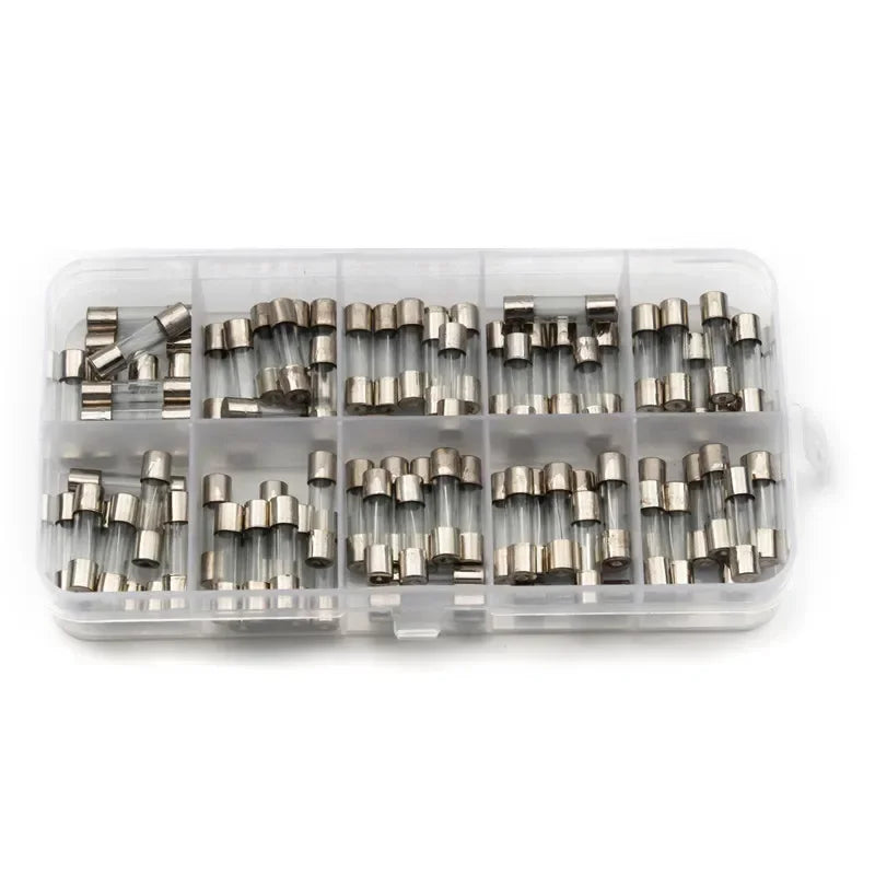 100pcs 5x20mm Glass Fuse Assortment Kit 0.25A to 20A Fast-Ac