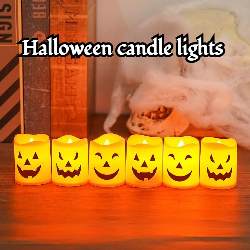 6Pcs LED Candle Light Battery Powered Pumpkin Skull Ghost Sp
