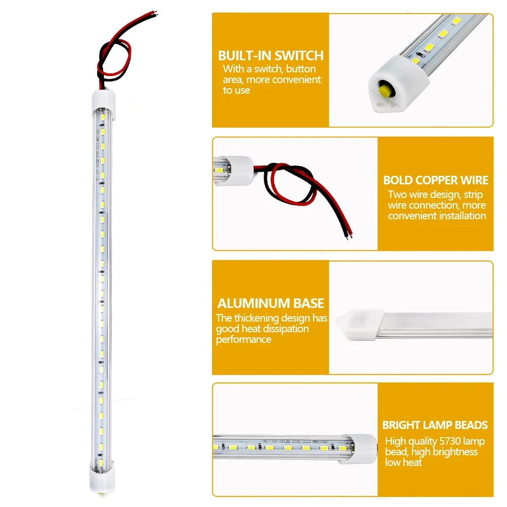1/2pcs 50CM 36 LED Car Interior Light Bar Bright White Light