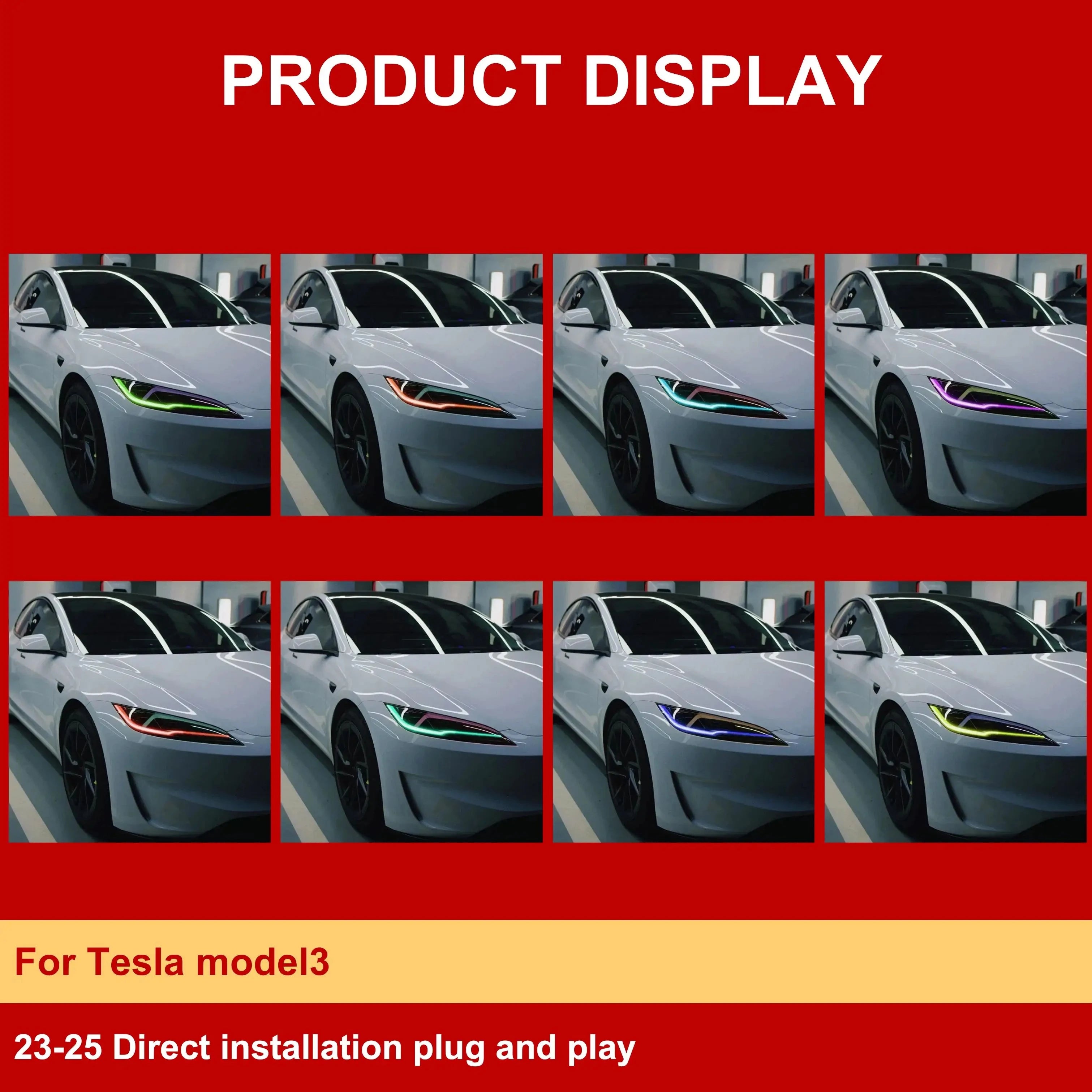 Angel Eyes for Tesla Model 3 Highland 2024 2025 DRL RGB Multicolor LED Daytime Running Lights RGB RGBW