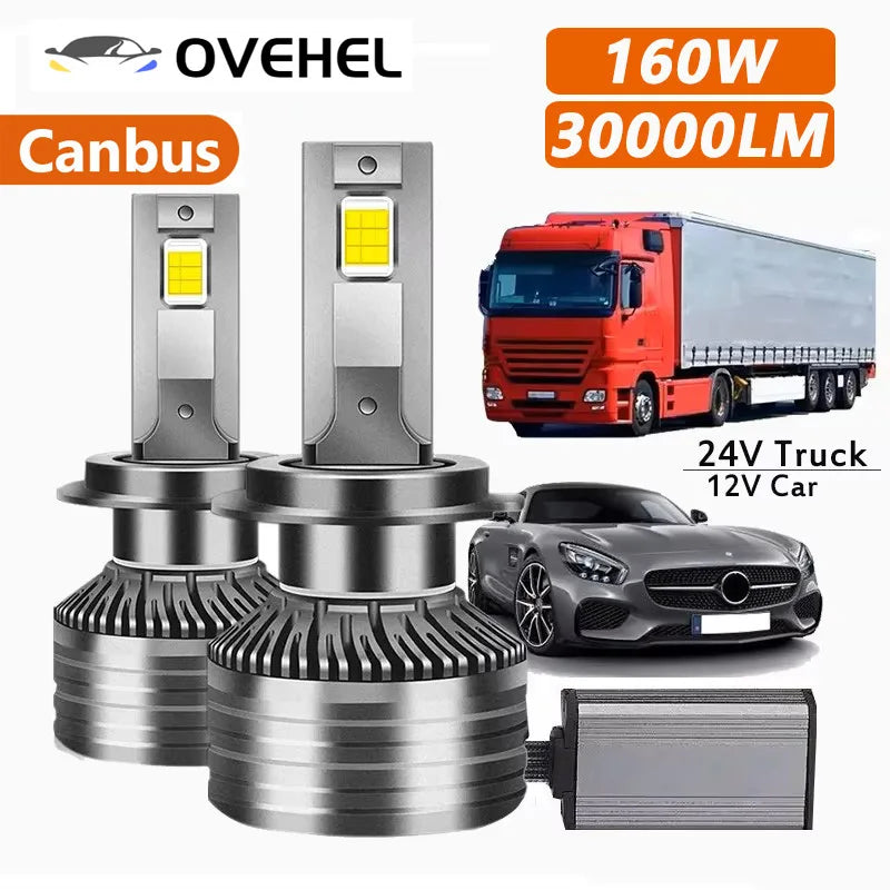 H7 LED Canbus Headlight 30000LM CSP H4 H1 H11 9005 9006 HB4 