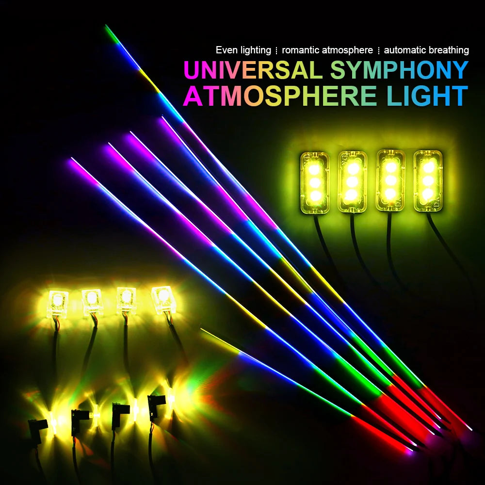18/22 In 1 Dual Zone Symphony LED Car Ambient Light Rainbow 